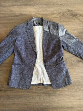 Tribal Heathered Blue Single-Button Blazer